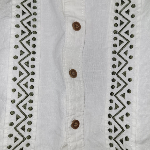 Gymboree Linen Cotton Baby Boys Button Down Embroidered Short Sleeved Shirt 6-12 - Picture 3 of 5